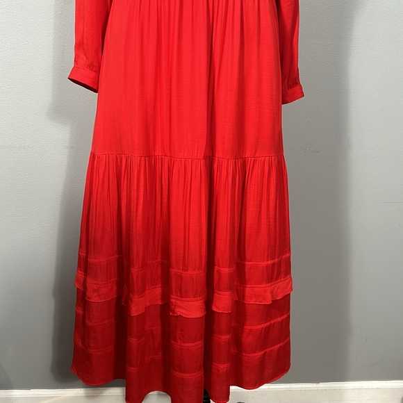 Dolan Red V neck tassel layered skirt pocketed maxi dress size XS- would fit S - Picture 17 of 17